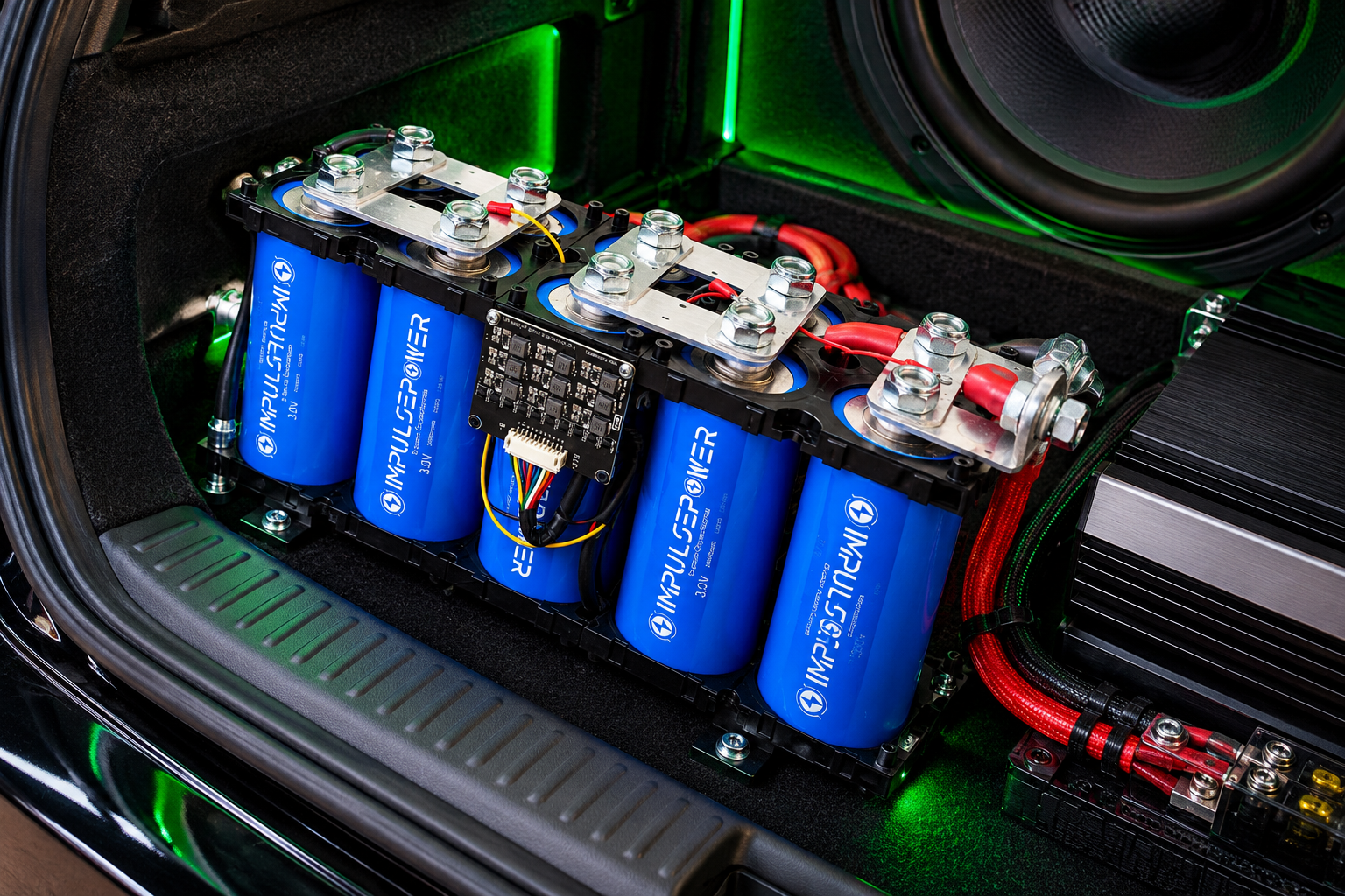 Supercapacitor ImpulsePower instalado em som automotivo